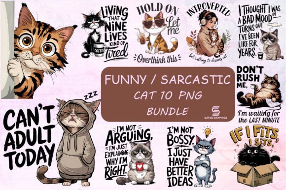 Download Funny Sarcastic Sassy Cat Png Bundle - Funny Collection